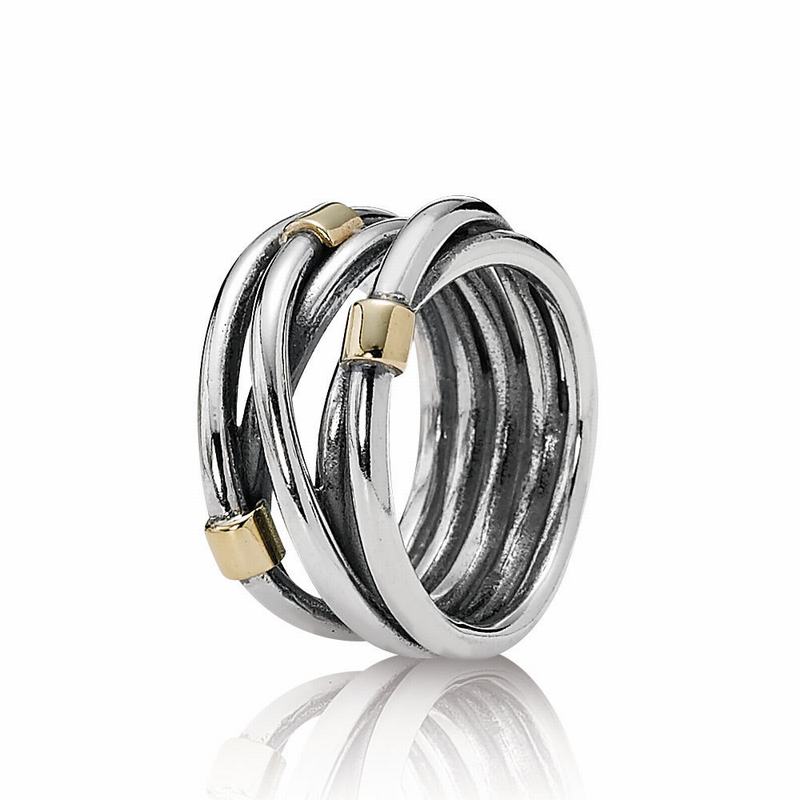 Pandora Silver Rope Bands Stackable Ring Sale NZ, Two Tone (963821-KXD)